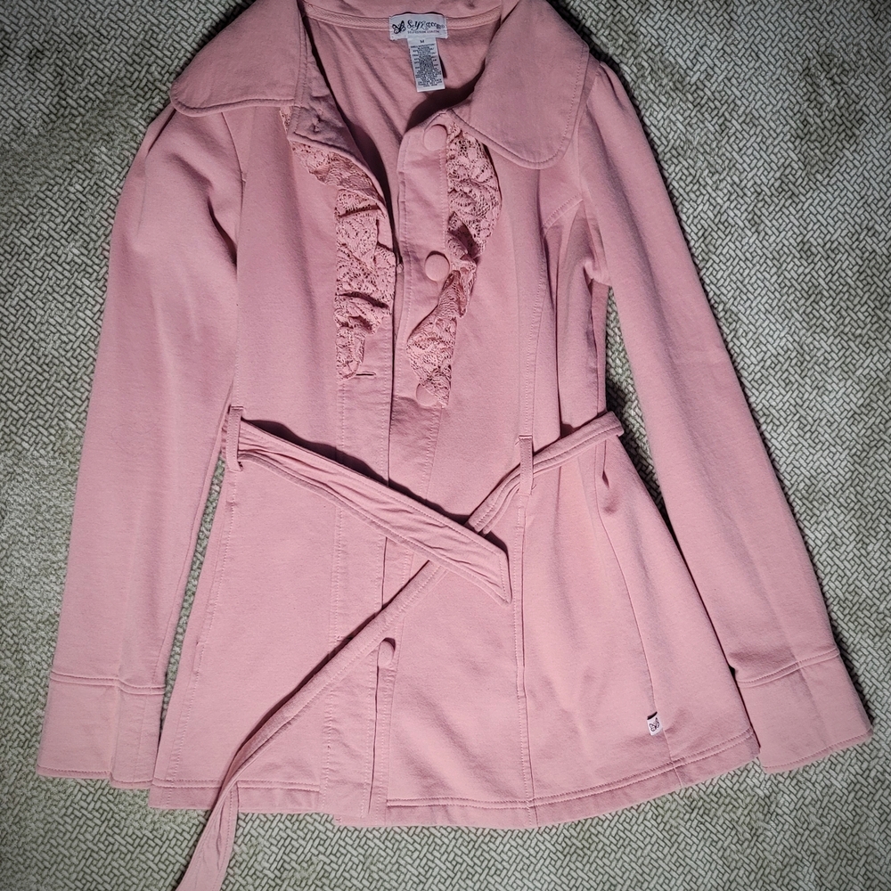 Self Esteem Pink Lace Trim Jacket | Size Junior M |